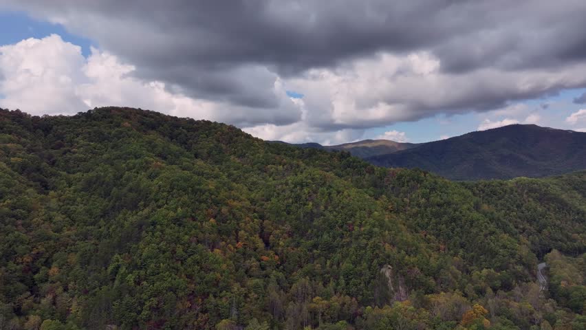 Drone view of Hills and Mountains near Marble North Carolina.