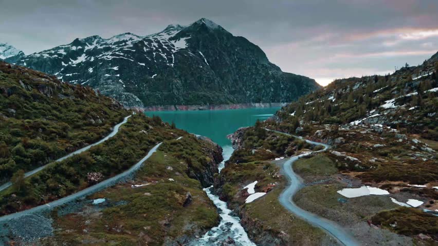 Scenic mountain landscape with a beautiful turquoise lake
