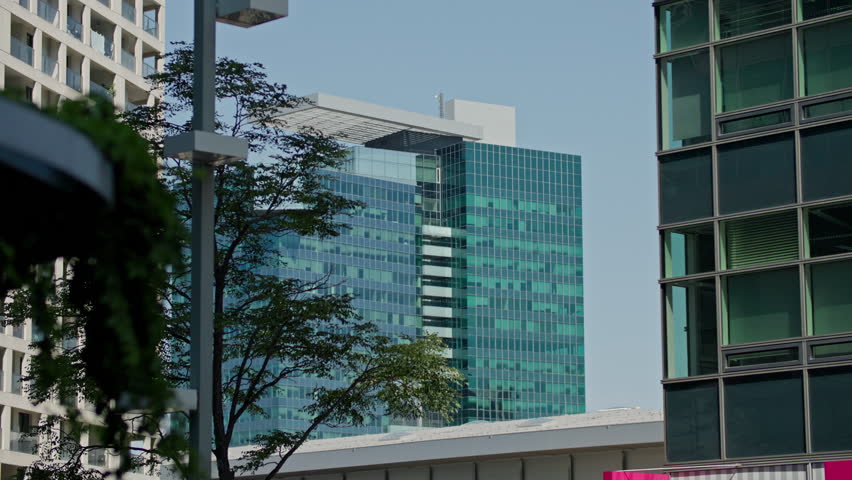 modern business district in Vienna Austria with tall office towers glass architecture and financial center representing European urban development