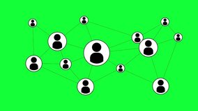 Animated illustration of connected people icons on a green background, symbolizing networking, communication, teamwork, and digital social connection. - Powered by Shutterstock - Get 15% off with code: PIKWIZARD15