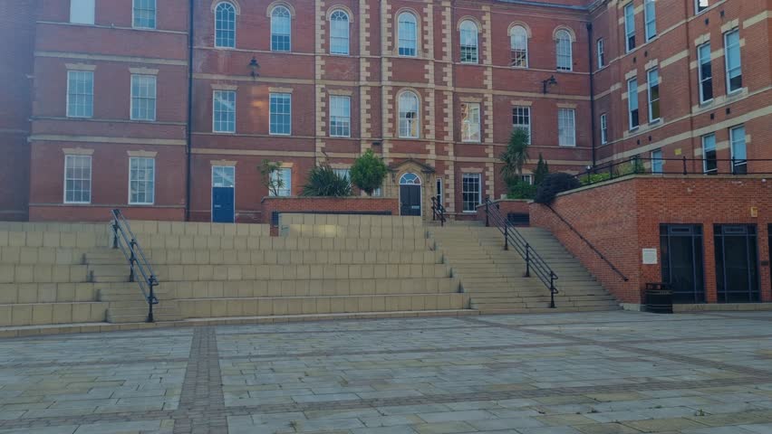 The former Nottingham General Hospital, now converted into The General apartments, features iconic red-brick architecture in the heart of Nottingham, England