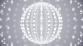 Cybersecurity Lock Sphere Animation – Futuristic White Digital Data Protection Loop - Powered by Shutterstock - Get 15% off with code: PIKWIZARD15