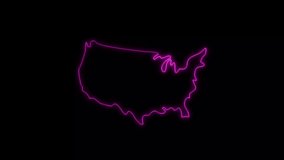 Neon Outline Map of USA with Text animation 4k resolution motion Background. glowing United state America map icon, USA Map Borders looping isolated on black screen.
 - Powered by Shutterstock - Get 15% off with code: PIKWIZARD15