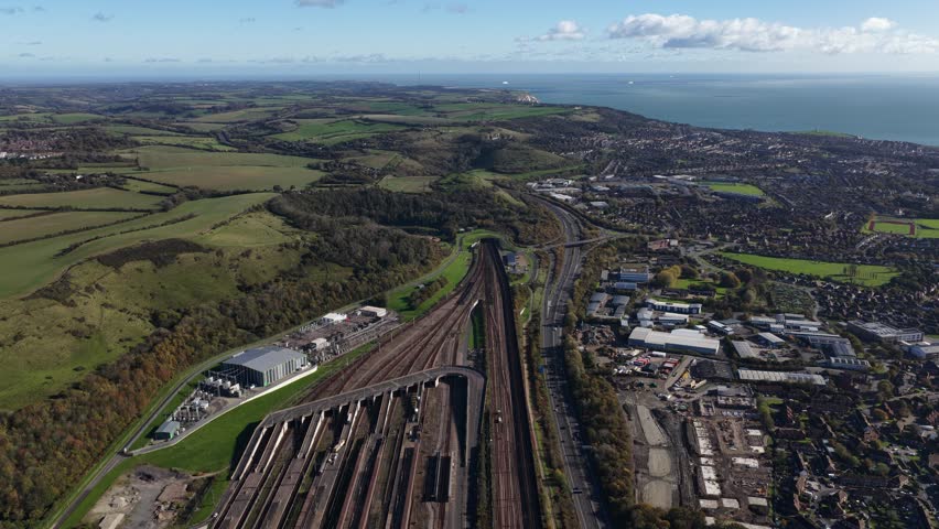 The Channel Tunnel railway tunnel between France and the United Kingdom.