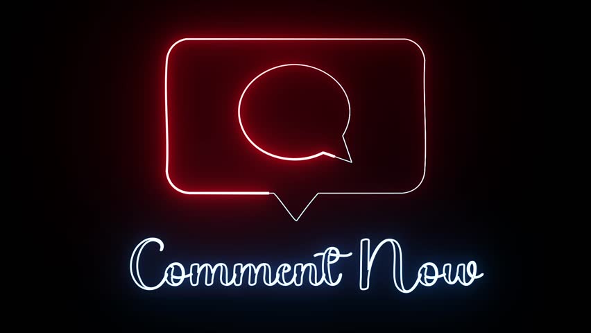 Comment Now Neon Frame Animation, Abstract Quote Chat Box Loop with Laser Light, Futuristic Glowing Text Bubble Motion Graphic
