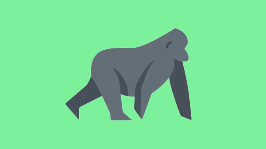 Animated gorilla icon with a green background perfect for presentations or nature themed content