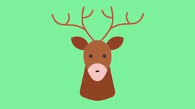 Animated cartoon deer icon with antlers on a solid light green background perfect for nature themed animations and presentations - Powered by Shutterstock - Get 15% off with code: PIKWIZARD15