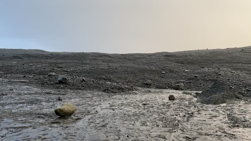 Mars landscape of Iceland that looks alien with otherworldly terrain and a vast open desert field