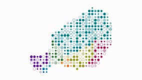 Niger animated country shape with pulsating colored dots on the map. Digital style Niger map on a white background. Amazing animation video. - Powered by Shutterstock - Get 15% off with code: PIKWIZARD15