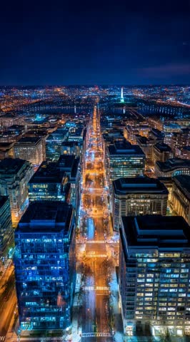 A breathtaking aerial night view of Washington, D.C