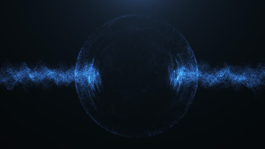  abstract luminous sphere consisting of particles, points, and waves against a backdrop of digital technology.    A scientific atom in a seamless cycle - Powered by Shutterstock - Get 15% off with code: PIKWIZARD15