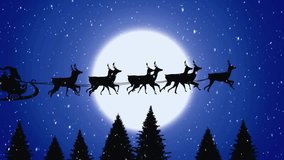 Santa Claus soars through a starry night in his sleigh, pulled by majestic reindeer. The ultimate magical Christmas Eve scene. - Powered by Shutterstock - Get 15% off with code: PIKWIZARD15