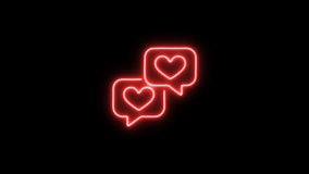 Two Red Neon Chat Bubbles with Hearts on Black Background speech bubble - Powered by Shutterstock - Get 15% off with code: PIKWIZARD15