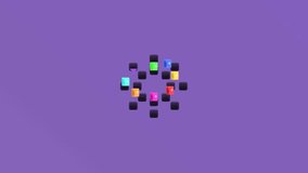 Minimalist 3D animation of abstract message icons popping up. Seamless loop on a purple background. Concept for mobile chat, communication, and digital technology. - Powered by Shutterstock - Get 15% off with code: PIKWIZARD15