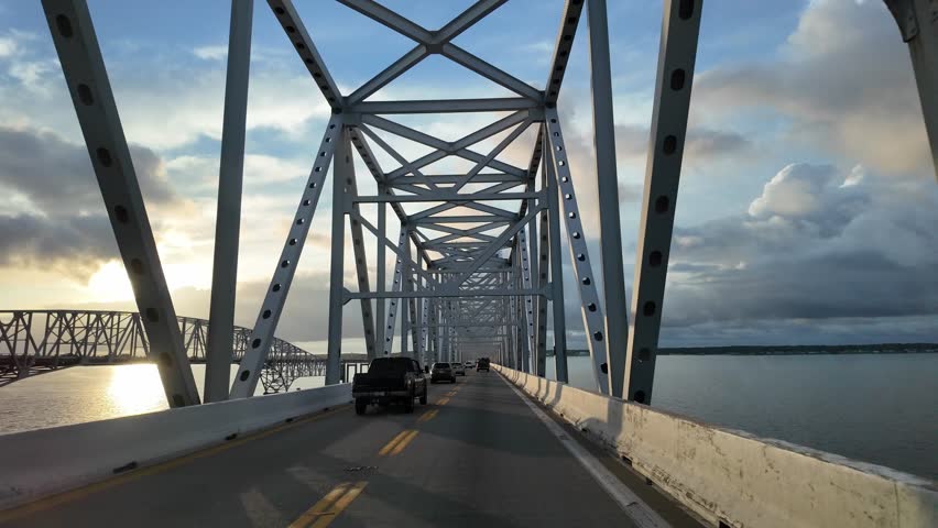 Touristic route to adventure. 4k footage. Wanderlust adventure trip. Travel road route. Sunset road way. Touristic destination route. Highway motion. Travel destination. Road in sunset