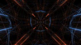 Futuristic Cyber Tunnel: Kaleidoscopic Network Structure of Blue and Orange Lines - Powered by Shutterstock - Get 15% off with code: PIKWIZARD15