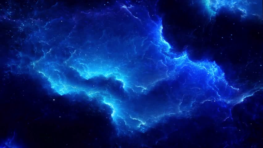 Deep Space Visualization with Luminous Blue Nebula Cloud