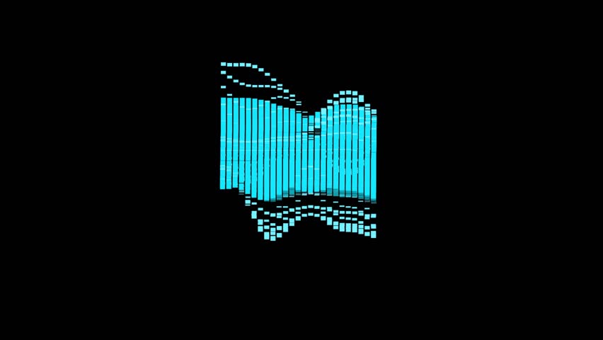 Minimalist Audio Spectrum: Cyan Digital Equalizer Bars with Glitch Effect on Black Background