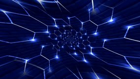 Digital Futuristic Blue Lights Hexagonal Tunnel With Ripple Light Wave Animation - Powered by Shutterstock - Get 15% off with code: PIKWIZARD15