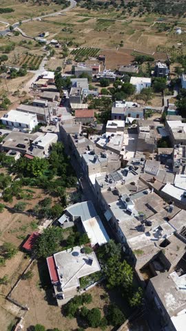 Mesta, Chios island, Greece - July 24th, 2025 - footage of the village, exterior of the stone houses, mountains around, traditional medieval streets and landscapes of greek island