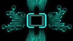 Central processor with the word AUTOMATION and surrounding business icons connected by glowing circuit board lines on a black background - Powered by Shutterstock - Get 15% off with code: PIKWIZARD15