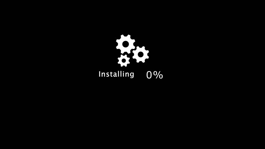 White gears and text installing 30 percent on black background