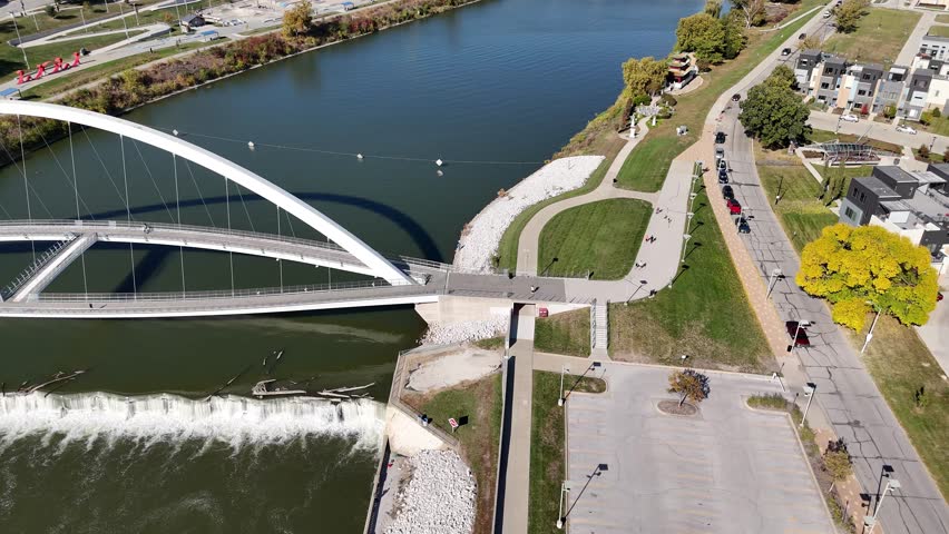 Aerial view of Iowa Women of Achievement Bridge