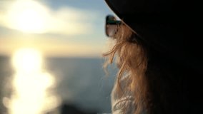 Golden Sunset Silhouette Woman Watching Sea Horizon Vertical video - Powered by Shutterstock - Get 15% off with code: PIKWIZARD15