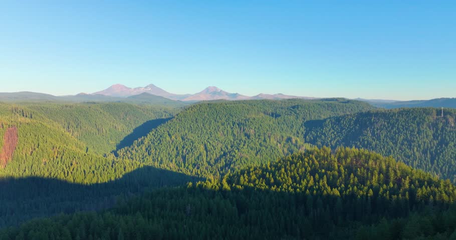 Drone video of Oregon’s Three Sisters during golden hour
