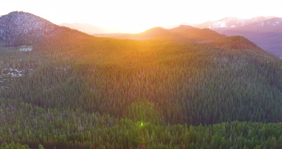 Drone Flying Across Umpqua National Forest Oregon Landscape