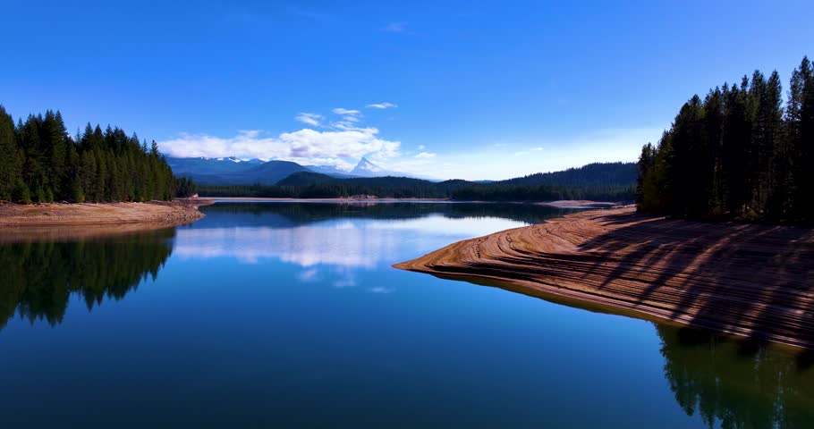 Umpqua National Forest Oregon Drone Above Calm Mirror Lake