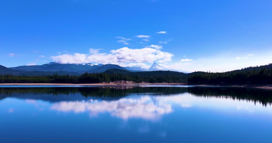 Oregon Aerial Drone Over Lemolo Lake Reflective Water