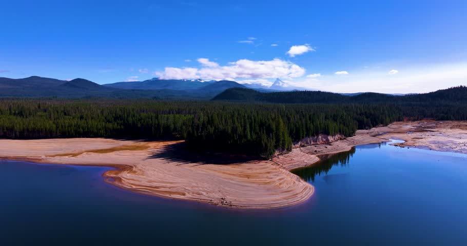 Drone Flight Over Lemolo Lake Oregon Low Level Reflection