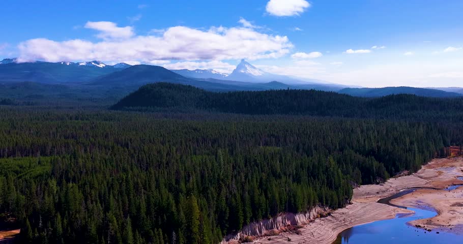 Oregon Aerial Drone Lemolo Lake Forest and Mountain Range