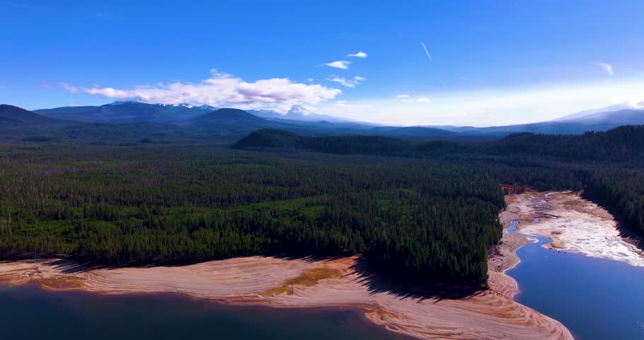 Drone Over Lemolo Lake Oregon Tributaries and Forest