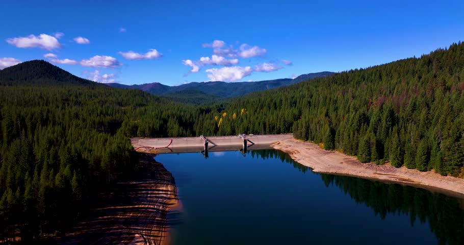 Aerial Drone Footage Lemolo Lake Oregon Forest and Shore