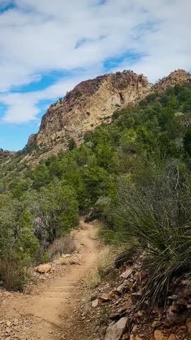 Gorgeous West Texas Mountain Range with Blue Skies and Beautiful Clouds (Big Bend National Park, Texas, USA)