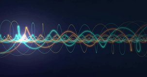 Layered waveforms shifting phase and amplitude on blue ribbons sweeping right, showing signal flow. Oscillations, waves, arcs, gradient, abstract, digital, motion - Powered by Shutterstock - Get 15% off with code: PIKWIZARD15