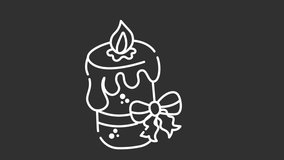 Candle with bow tie white line animated icon. Motion graphic animation christmas themed - Powered by Shutterstock - Get 15% off with code: PIKWIZARD15