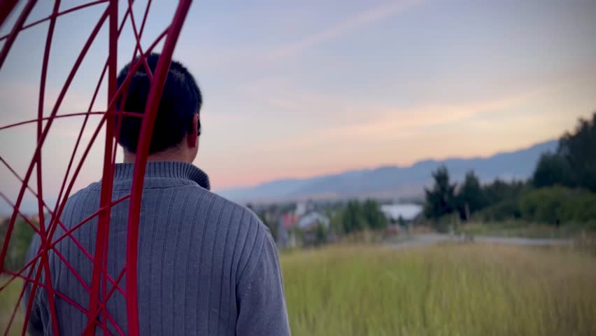 Relaxation at Art park by Bozeman, MT. Scenic sunrise. September 2025.