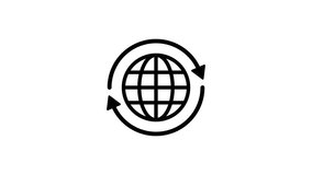 Globe icon with circular arrows rotating animation on white backdrop - Powered by Shutterstock - Get 15% off with code: PIKWIZARD15