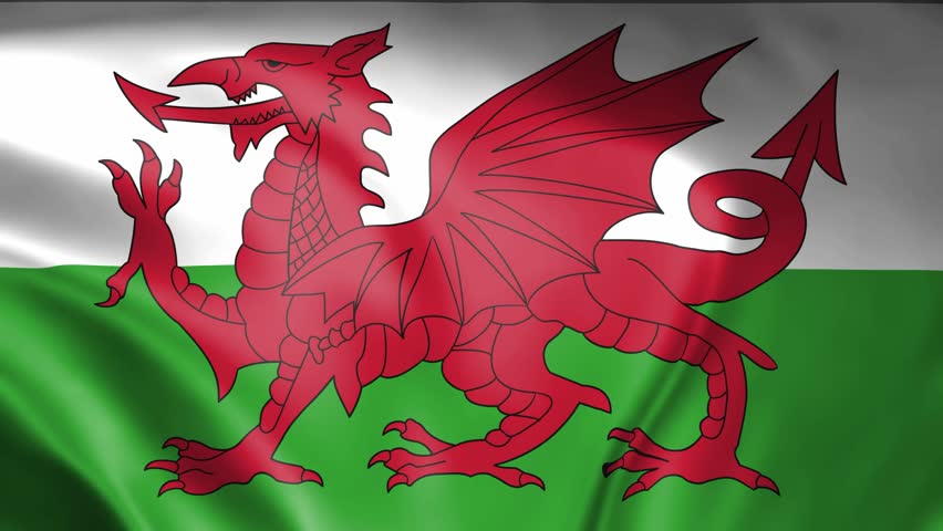seamless wales flag animation, national day or politics or sport event - 3D rendering - slow motion