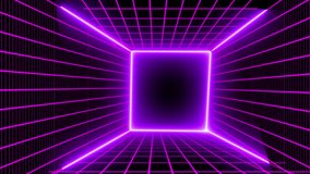 Seamless retro neon grid welcome loop purple glowing lines synthwave sci fi digital tunnel intro. Neon grid welcome intro animation retro 80s synthwave purple glowing lines sci fi tunnel loop. - Powered by Shutterstock - Get 15% off with code: PIKWIZARD15