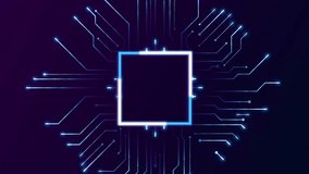 Microchip with Glowing Neon Circuits Frame. Seamless loop. Digital Technology, and AI in a High-Tech Virtual Interface.  - Powered by Shutterstock - Get 15% off with code: PIKWIZARD15
