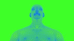 4K Looping Rotating 3D wireframe human head rotation on green screen background digital technology mesh animation for AI, virtual reality, futuristic design projects 2 - Powered by Shutterstock - Get 15% off with code: PIKWIZARD15