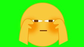 A series of close-up shots of an emoji with its hands covering its eyes, set against a green screen background. - Powered by Shutterstock - Get 15% off with code: PIKWIZARD15