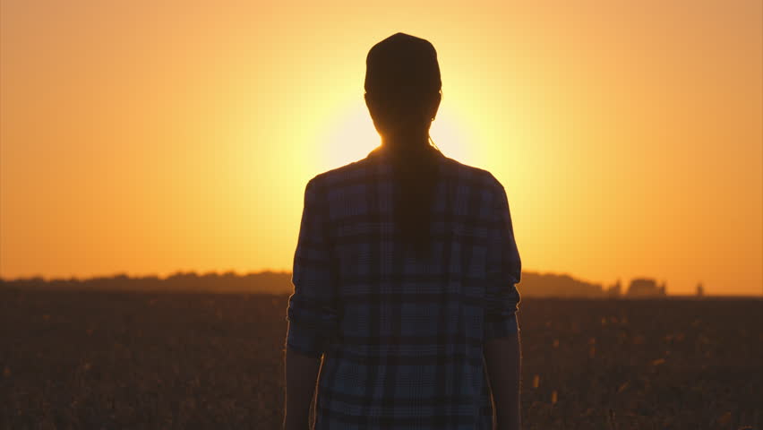 A stunning silhouette walking out against the vivid sunset, capturing natures calm