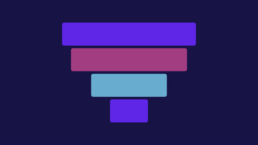 Funnel chart dark infographic element animation. Data processing stages visualization. Sales tracking. Animated chart graph. Dynamic data visualization on black background. HD video, motion graphics - Powered by Shutterstock - Get 15% off with code: PIKWIZARD15