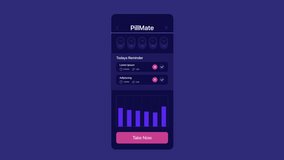 Pill reminder dark slide chart animation. Software for medical treatment. Daily organizer, task manager. Pitch deck presentation report HD video. Animated infographics visualization - Powered by Shutterstock - Get 15% off with code: PIKWIZARD15