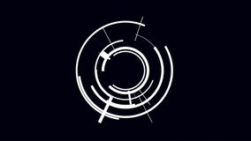 Abstract futuristic white circular HUD element spinning in a seamless loop animation on a dark background. - Powered by Shutterstock - Get 15% off with code: PIKWIZARD15